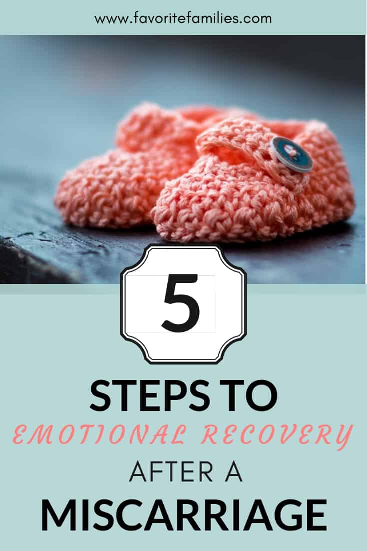 baby shoes with text overlay 5 steps to emotional recovery after a miscarriage