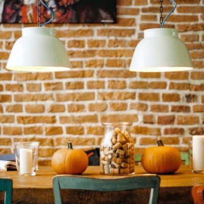 Family Thanksgiving Table with pumpkins