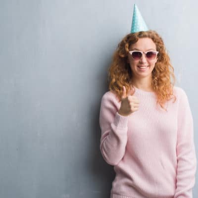 smiling mom celebrating her birthday