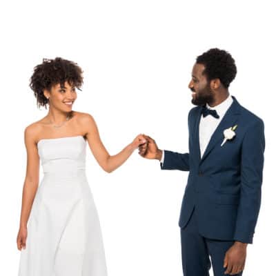 African American couple smiling at each other