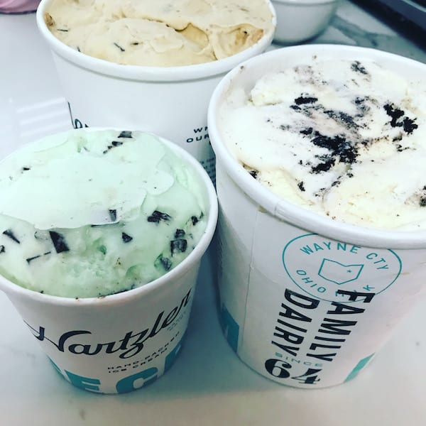 3 containers of ice cream