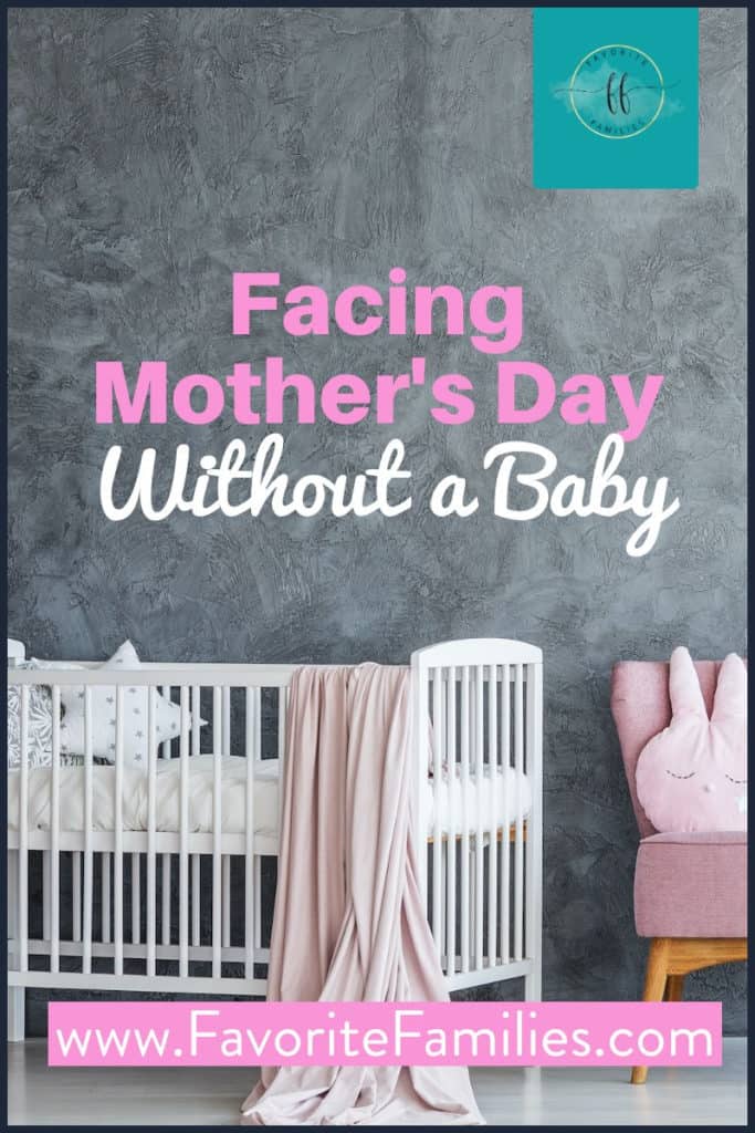 empty white crib with text overlay Facing Mother's Day Without a Baby