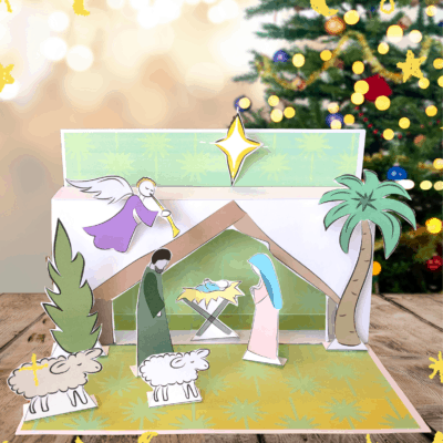 Free Printable 3D Nativity Scene - 1 1 400x400 