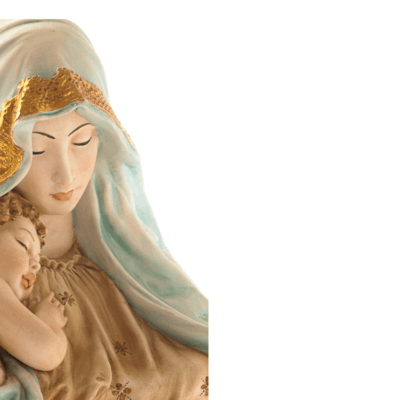 statue of the virgin mary snuggling baby Jesus