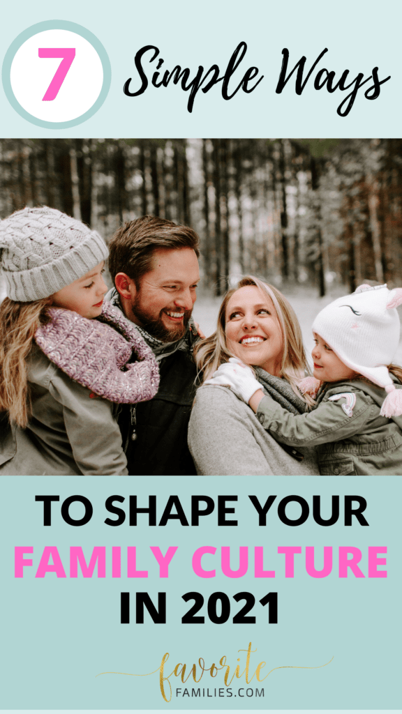 Smiling family in snowy woods